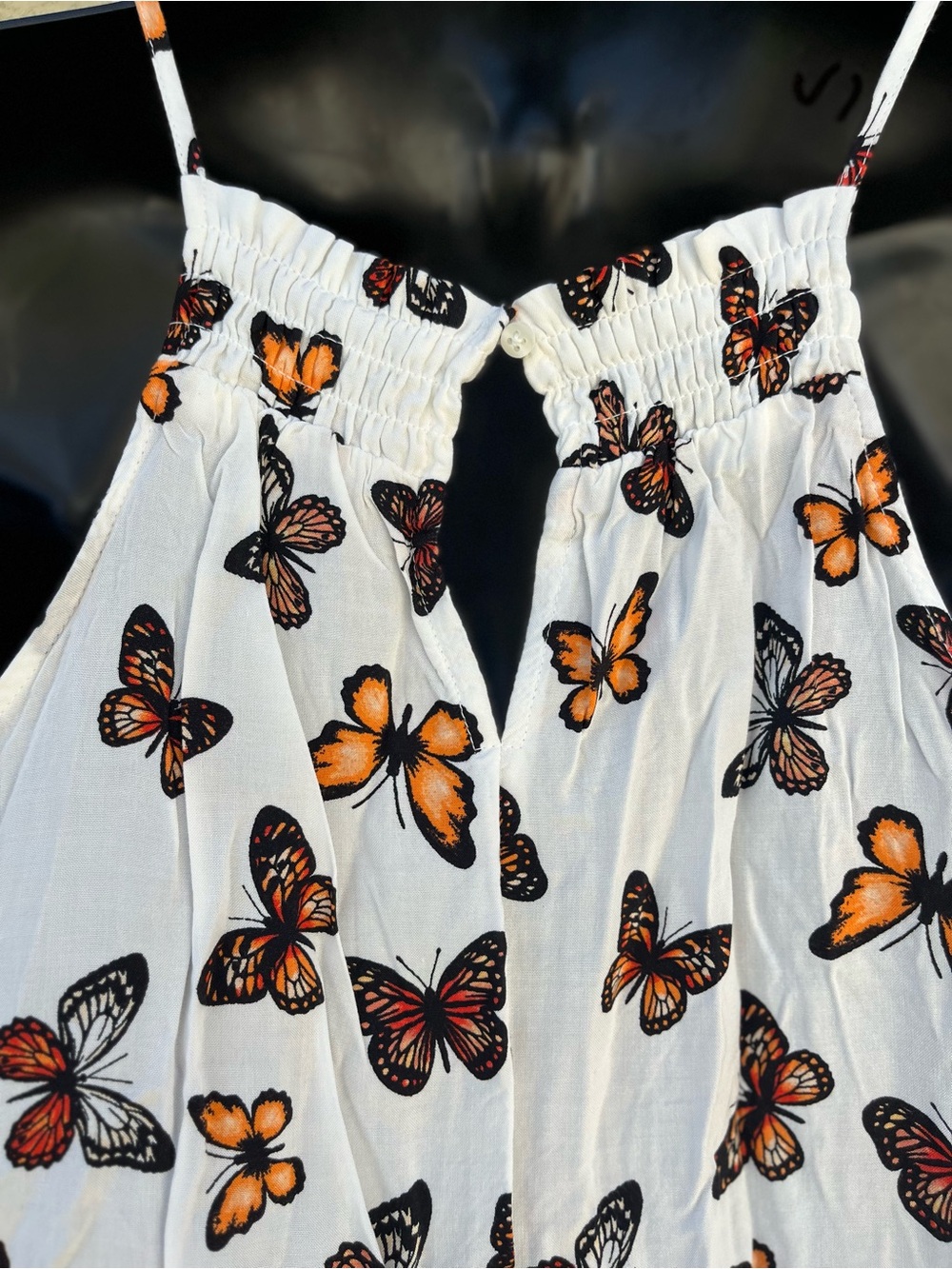 No Boundaries White Butterfly Print Sleeveless Halter Top - Picture 7 of 9